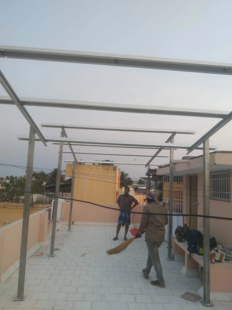 Cable tray installed below solar panels