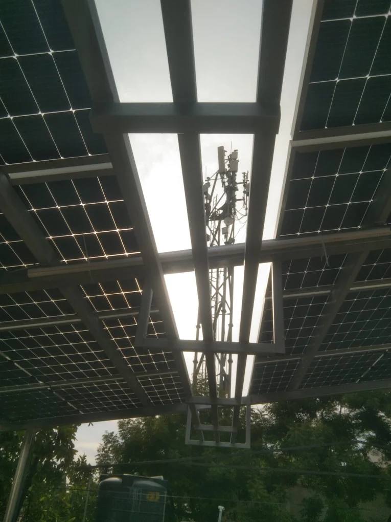 Completed elevated solar plant above a home