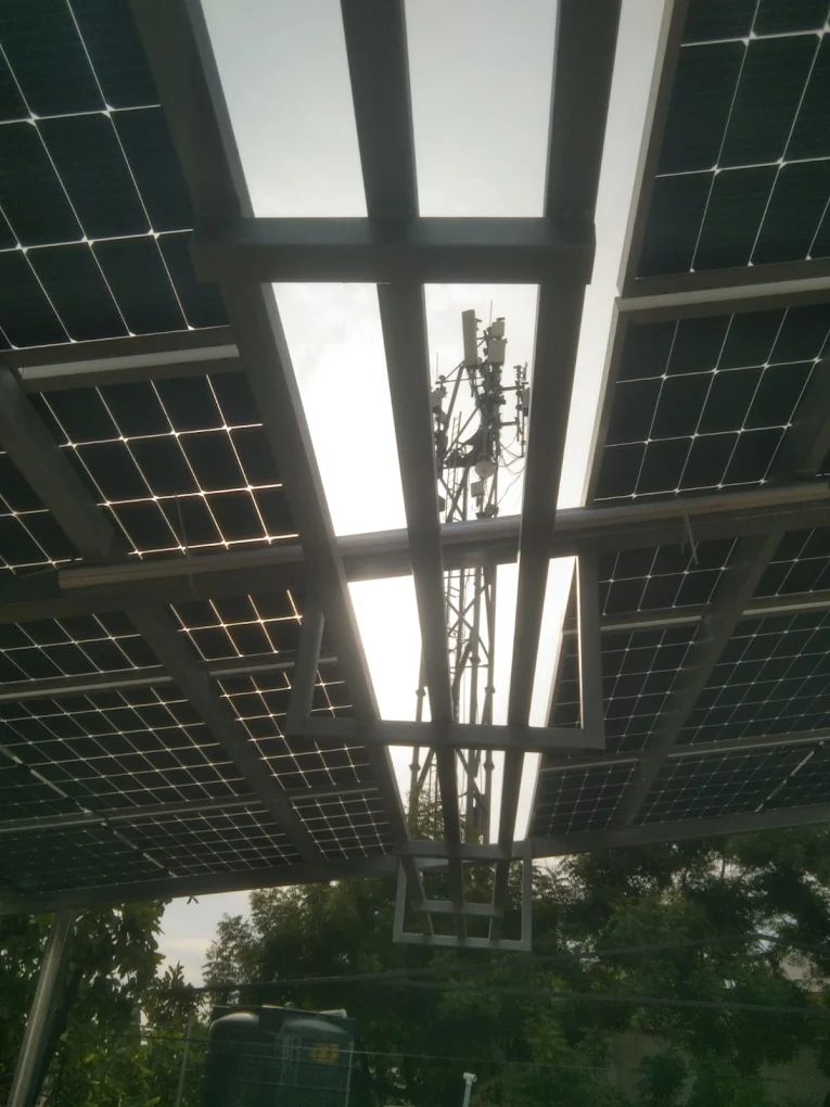Completed elevated solar plant above a home